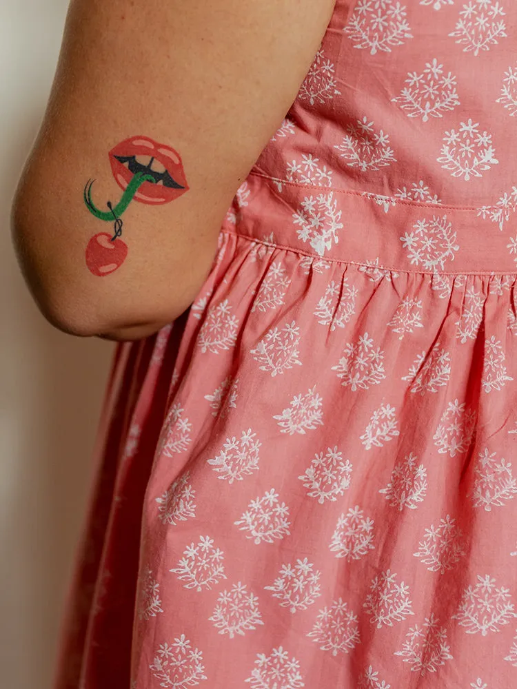 Melody Plus Size Midi Dress - Floral Stamp Rose