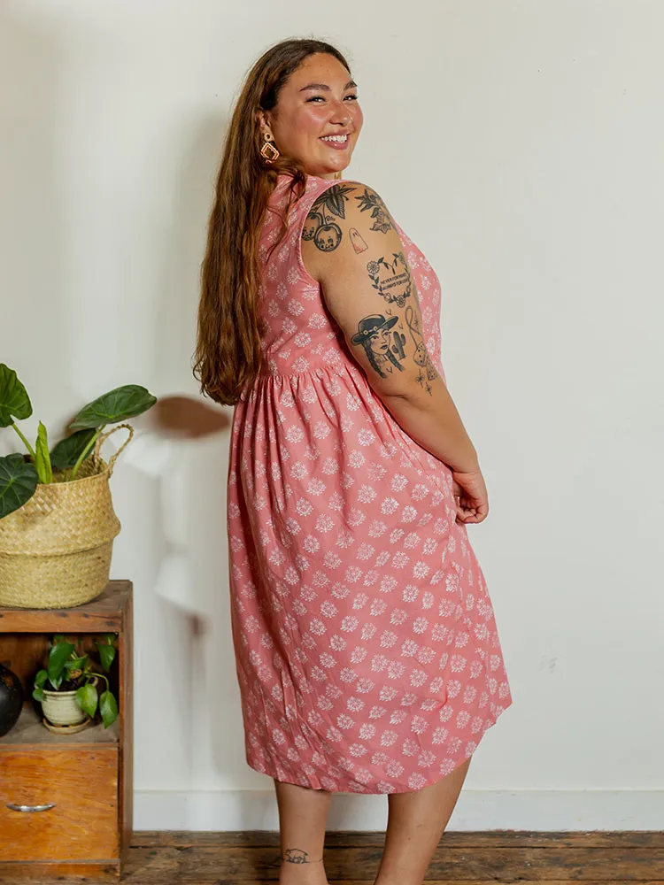 Melody Plus Size Midi Dress - Floral Stamp Rose