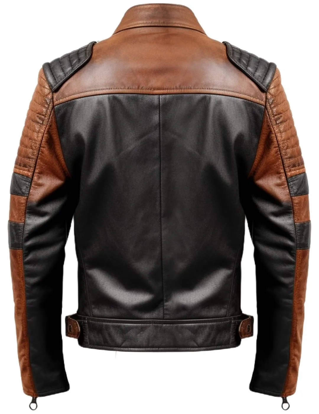 Men Brown Black Leather Jacket - Mens Brown Leather Biker Jacket