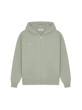 Mens DNA Recycled Cashmere Zipped Hoodie—moss green