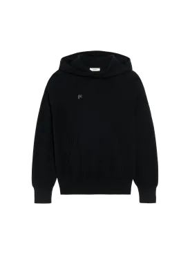 Mens Recycled Cashmere Hoodie—black