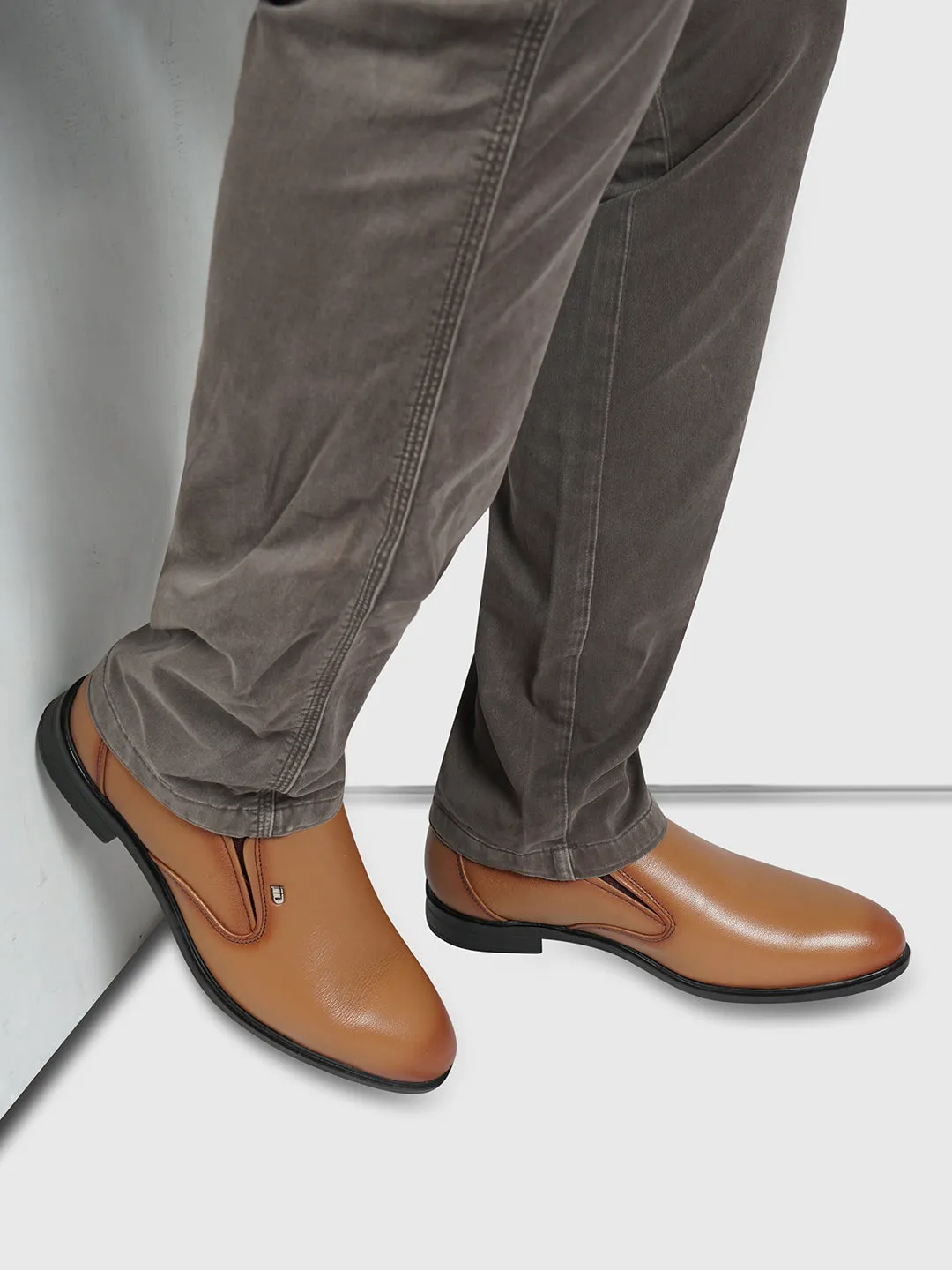 Men's Tan Round Toe Slip On Formal (ID6022)