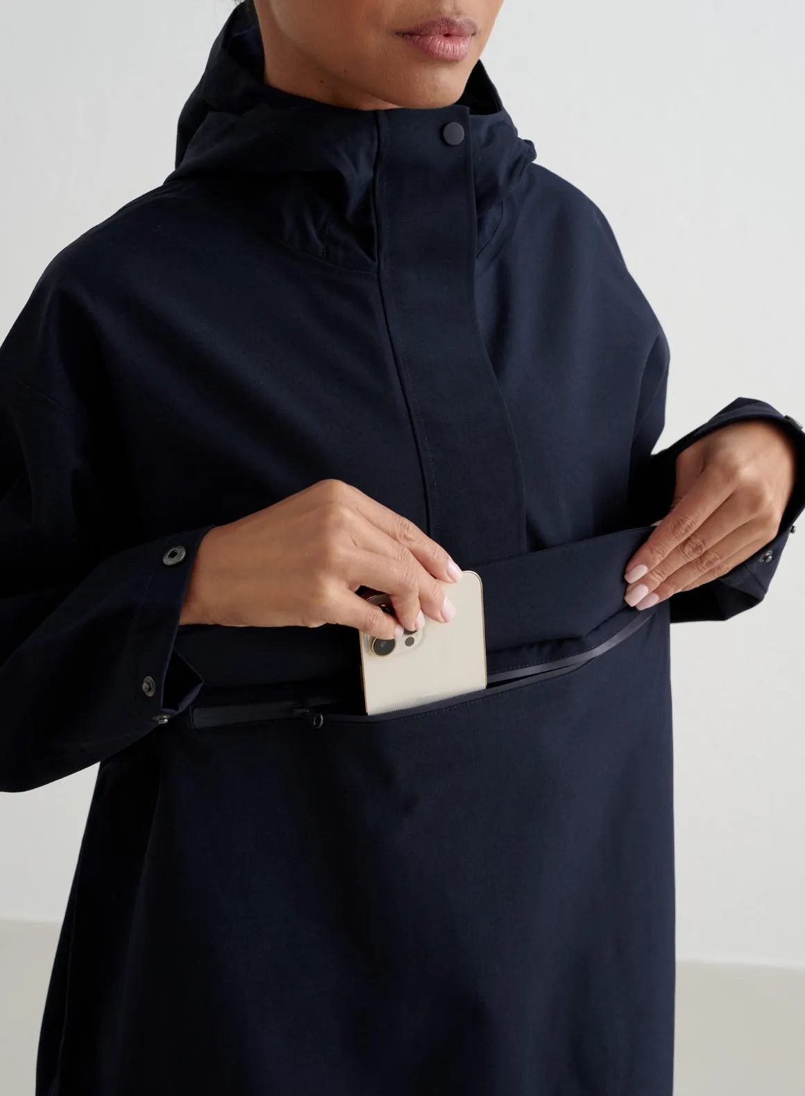 Navy Waterproof Oversized Anorak