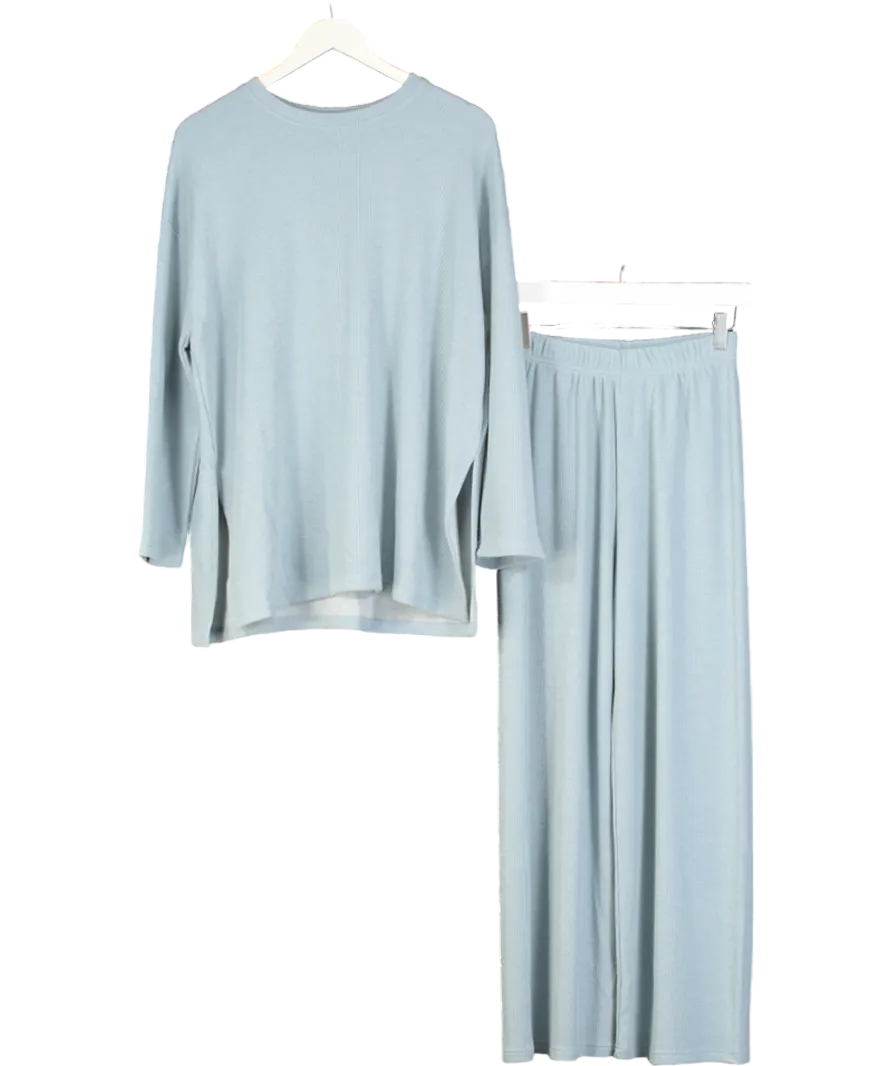Olive Clothing Blue Slouch Tee & Wide Trousers Set One Size