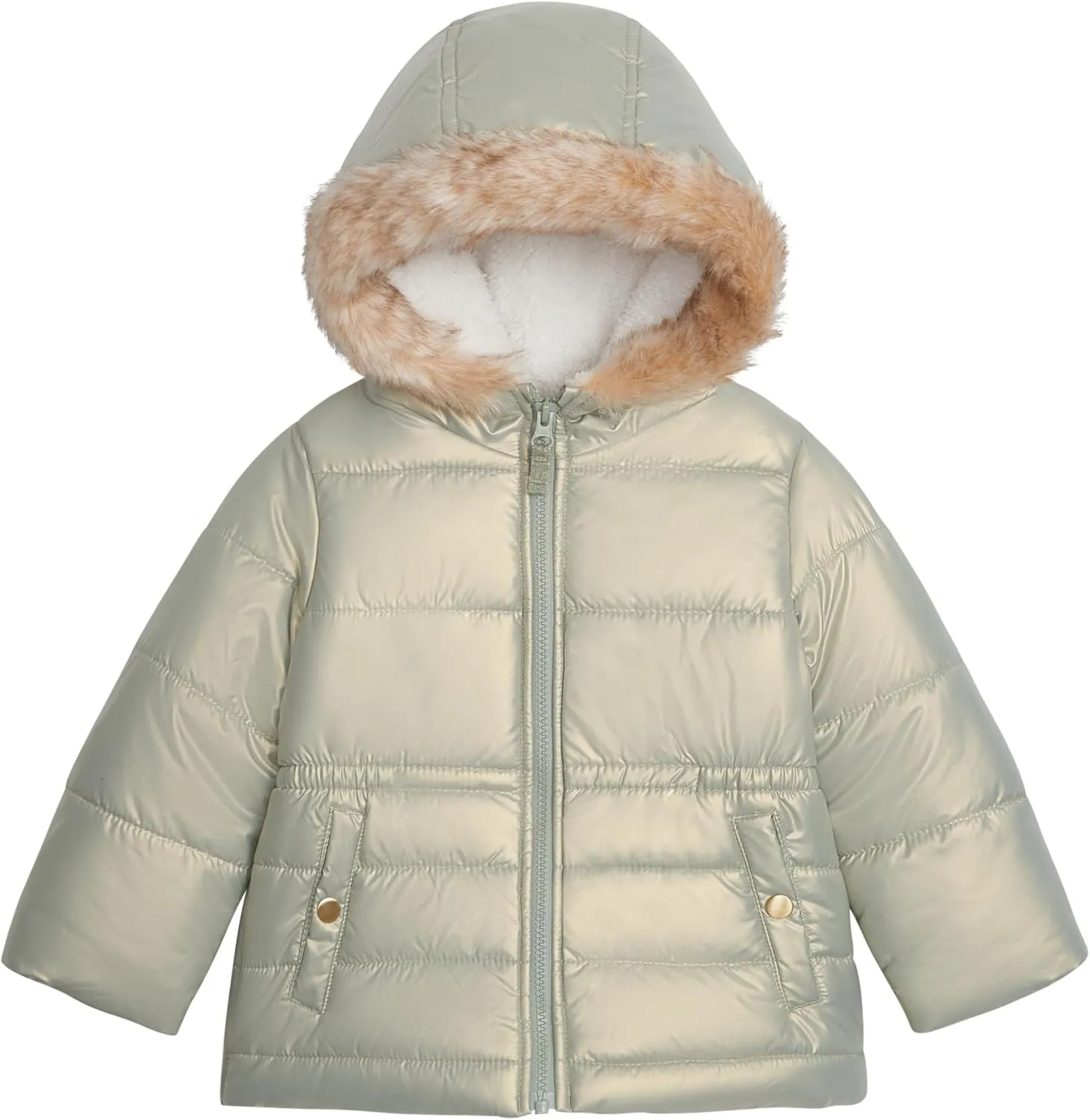 OSHKOSH B'GOSH Baby Girls' Warm Winter Parka Coat with Faux Fur Sherpa-Lined Hood