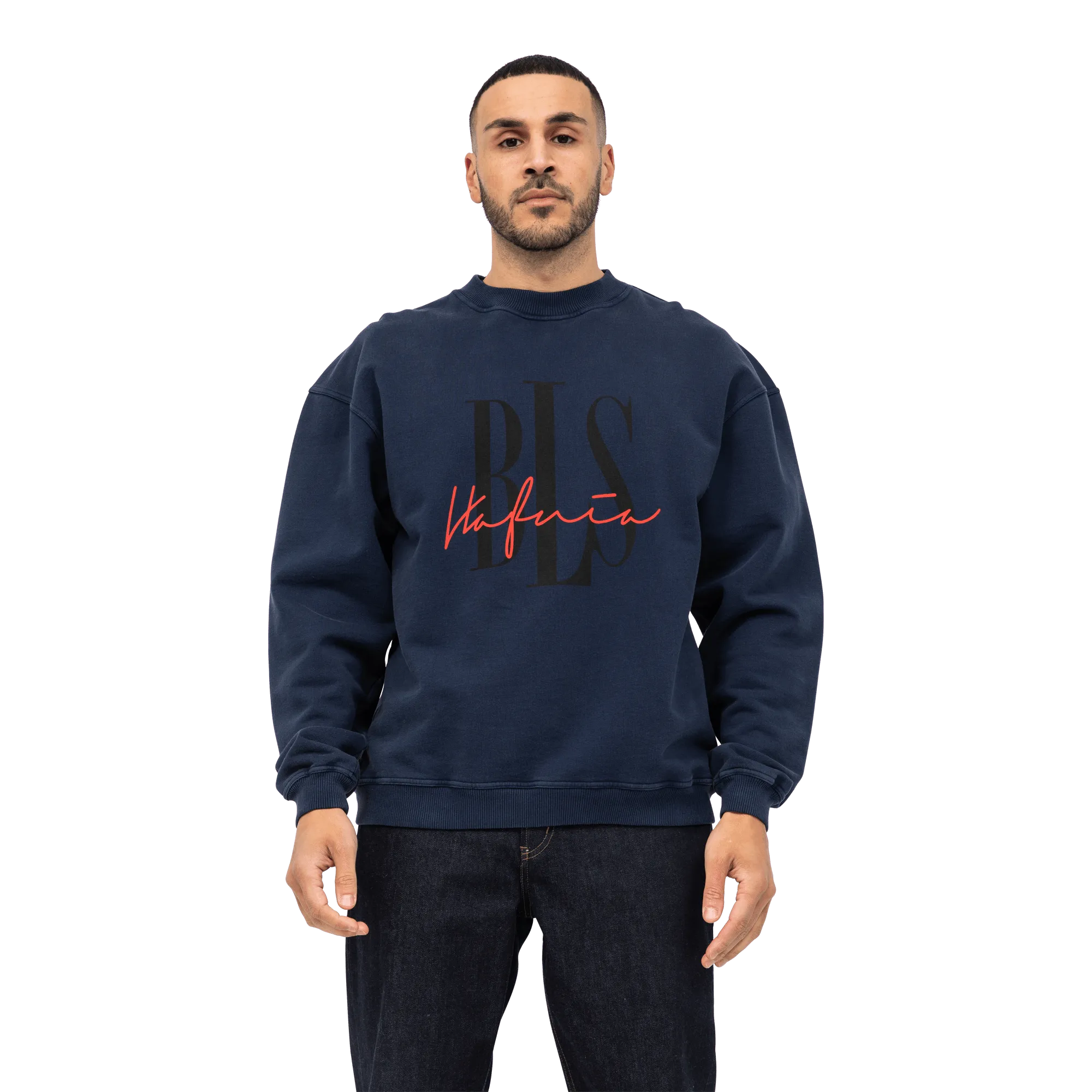 Outline Logo Crewneck Washed - Navy