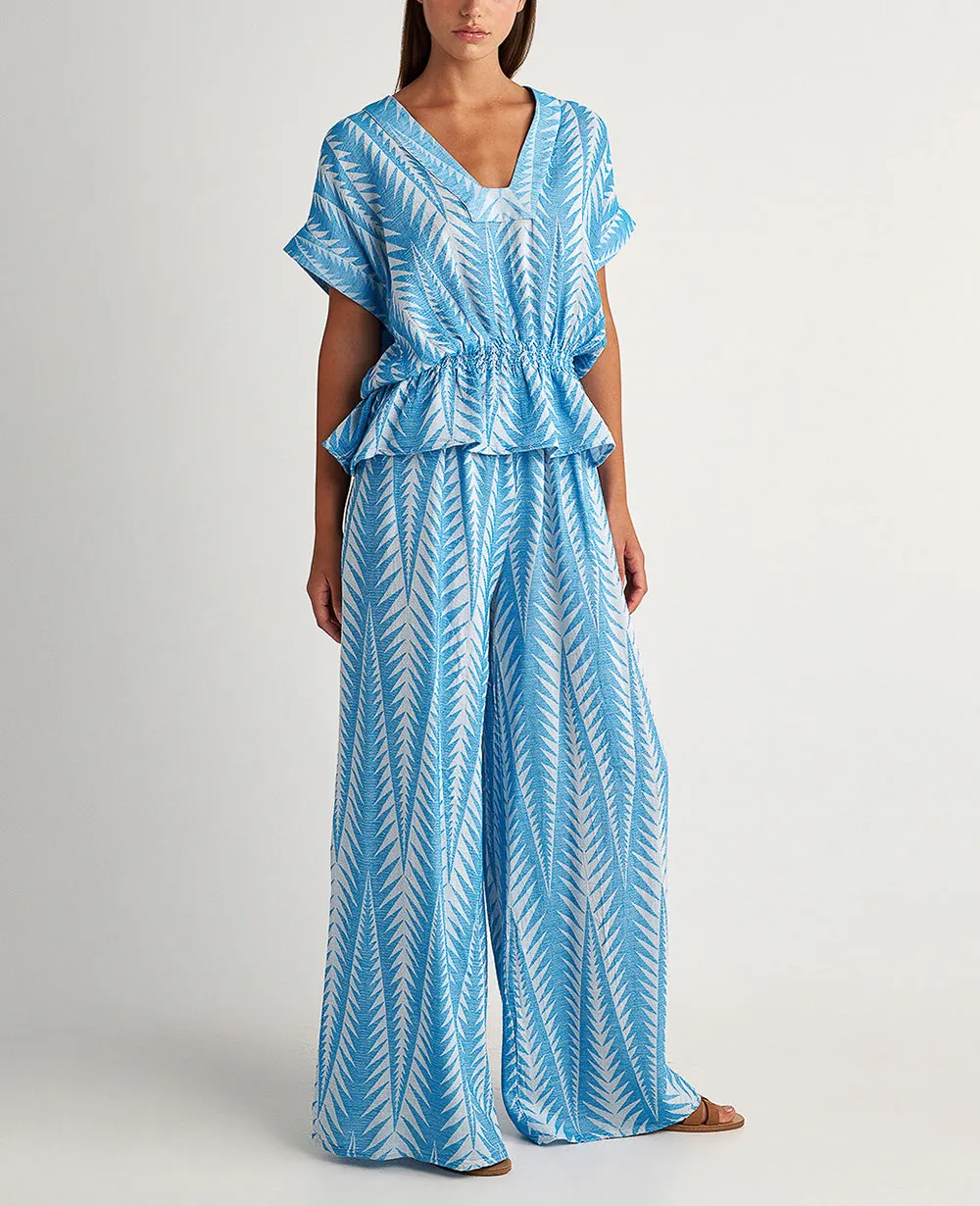OVERSIZED BLOUSE WITH SHORT SLEEVES "FINIKAS" BLUE