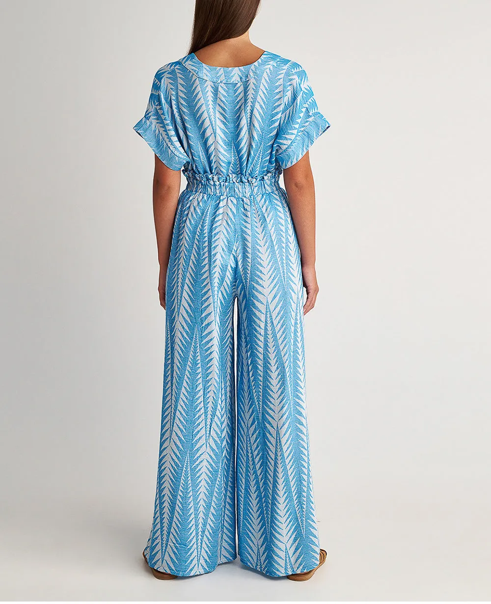 OVERSIZED BLOUSE WITH SHORT SLEEVES "FINIKAS" BLUE