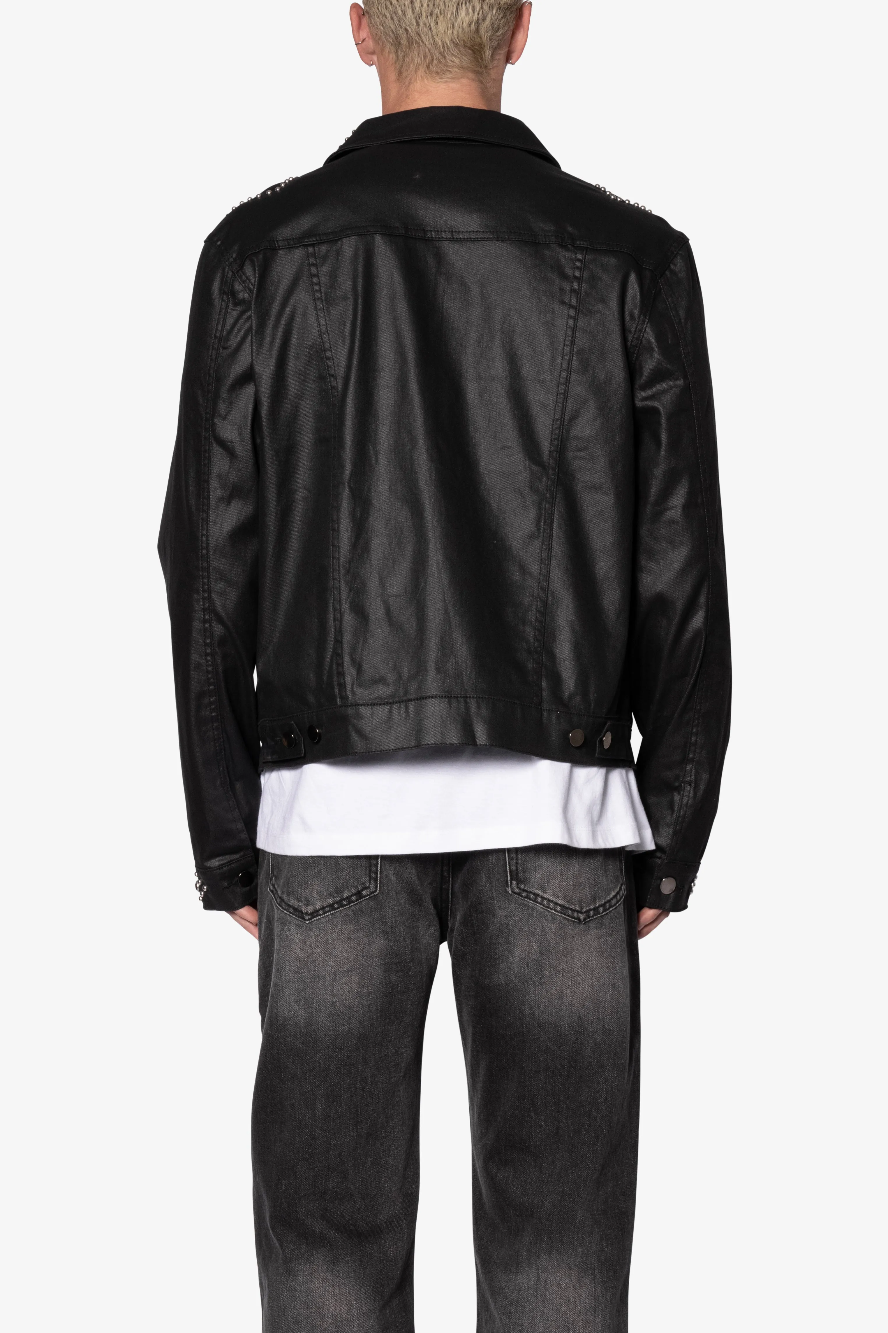 Paisley Stud Trucker Jacket - Black