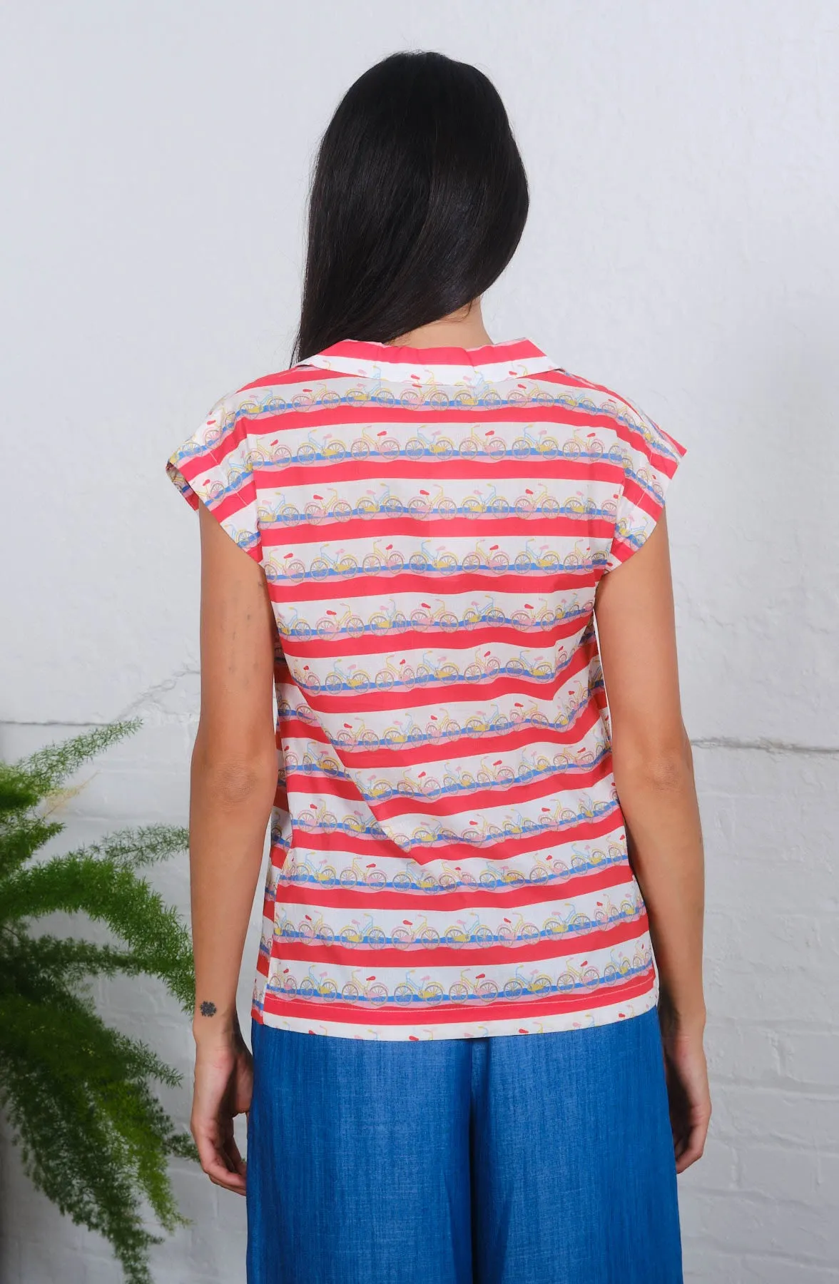 Phyllis Top in Bikes Print