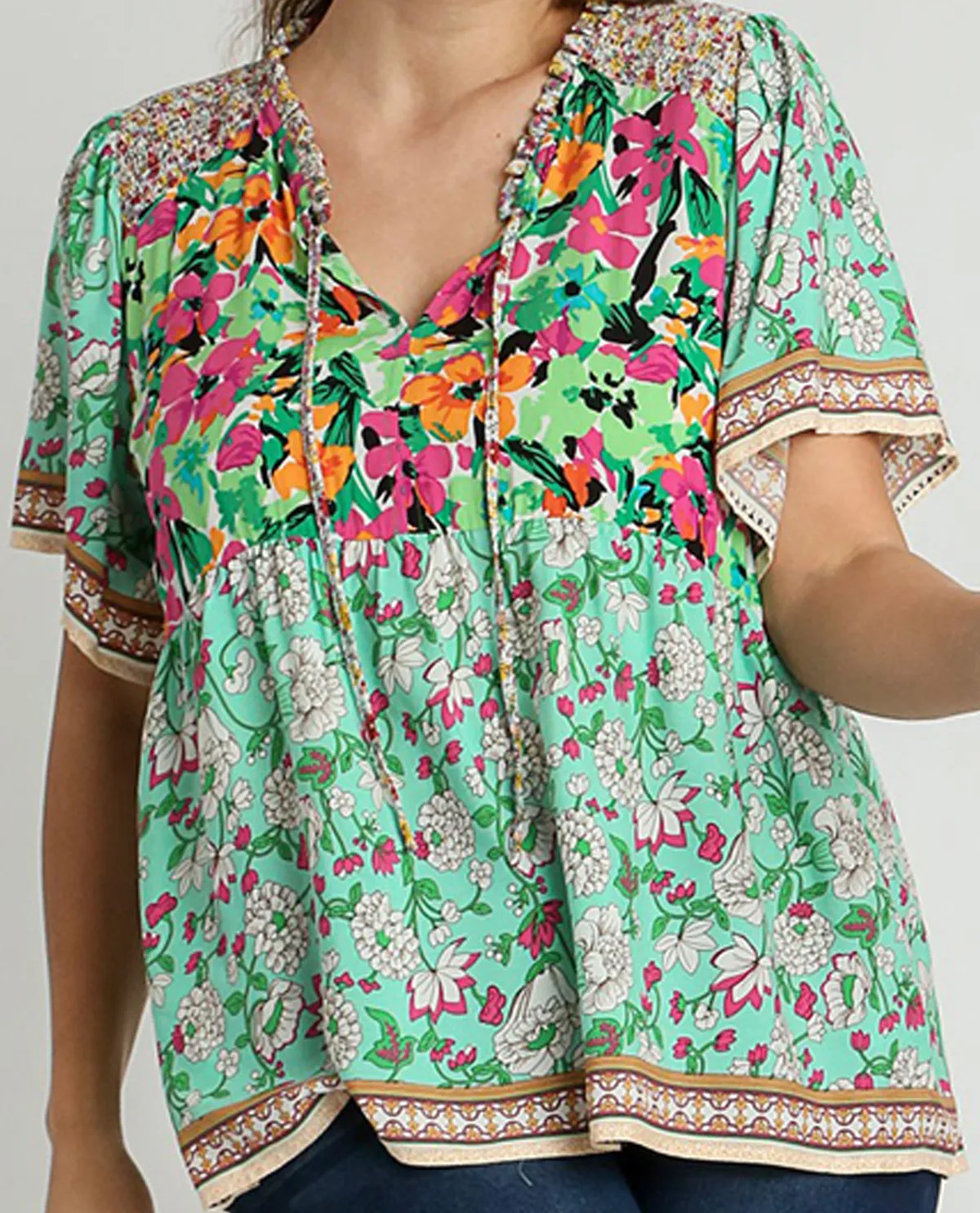 PLUS Mixed Print Boxy Cut Top