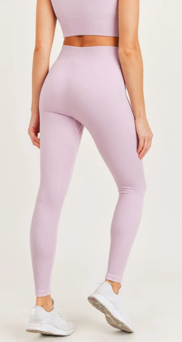RIBBED SEAMLESS LEGGINGS IN PERIWINKLE