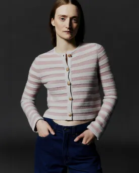 Rundhals Strickjacke aus Cashmere-Mischung in Grau