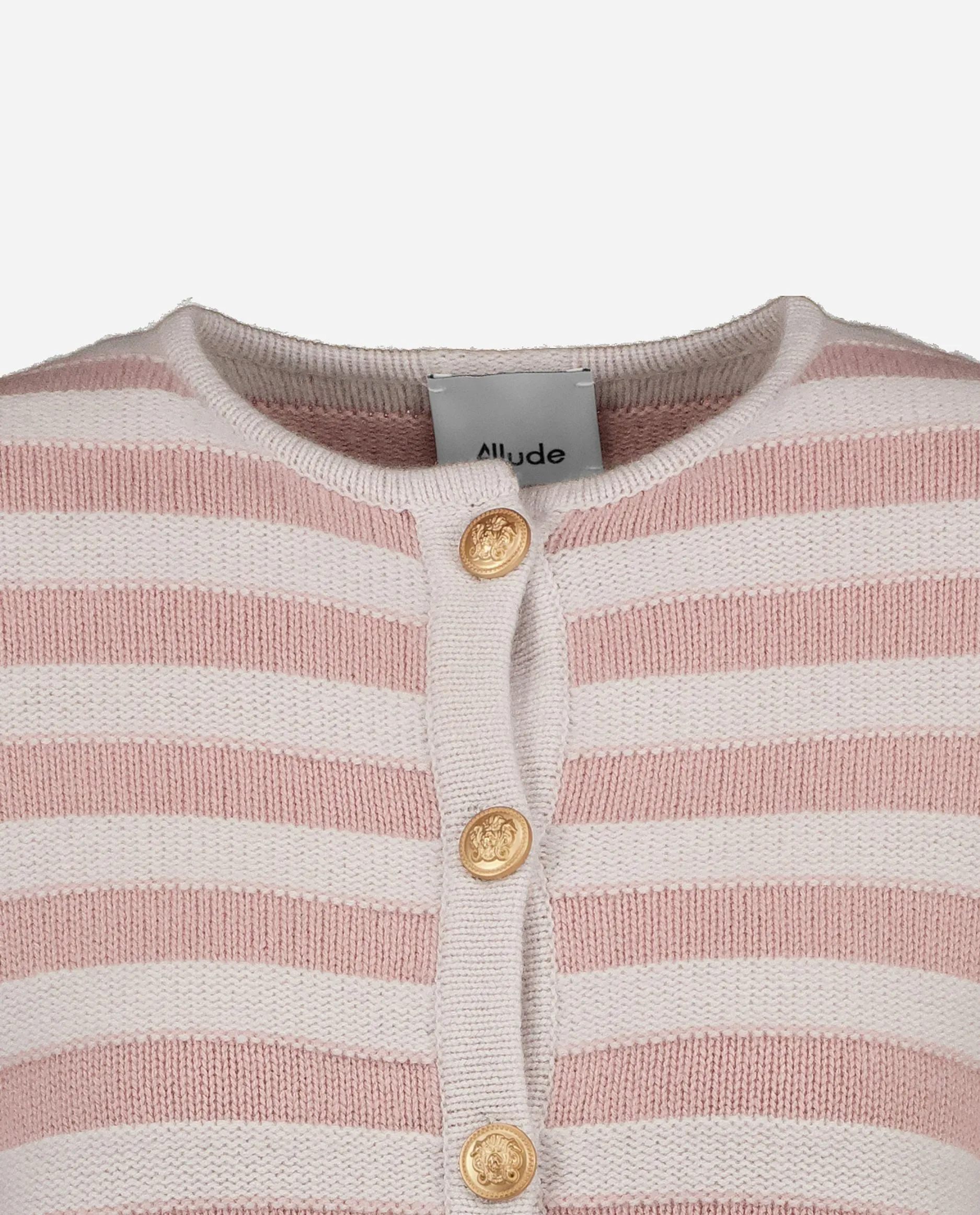 Rundhals Strickjacke aus Cashmere-Mischung in Grau