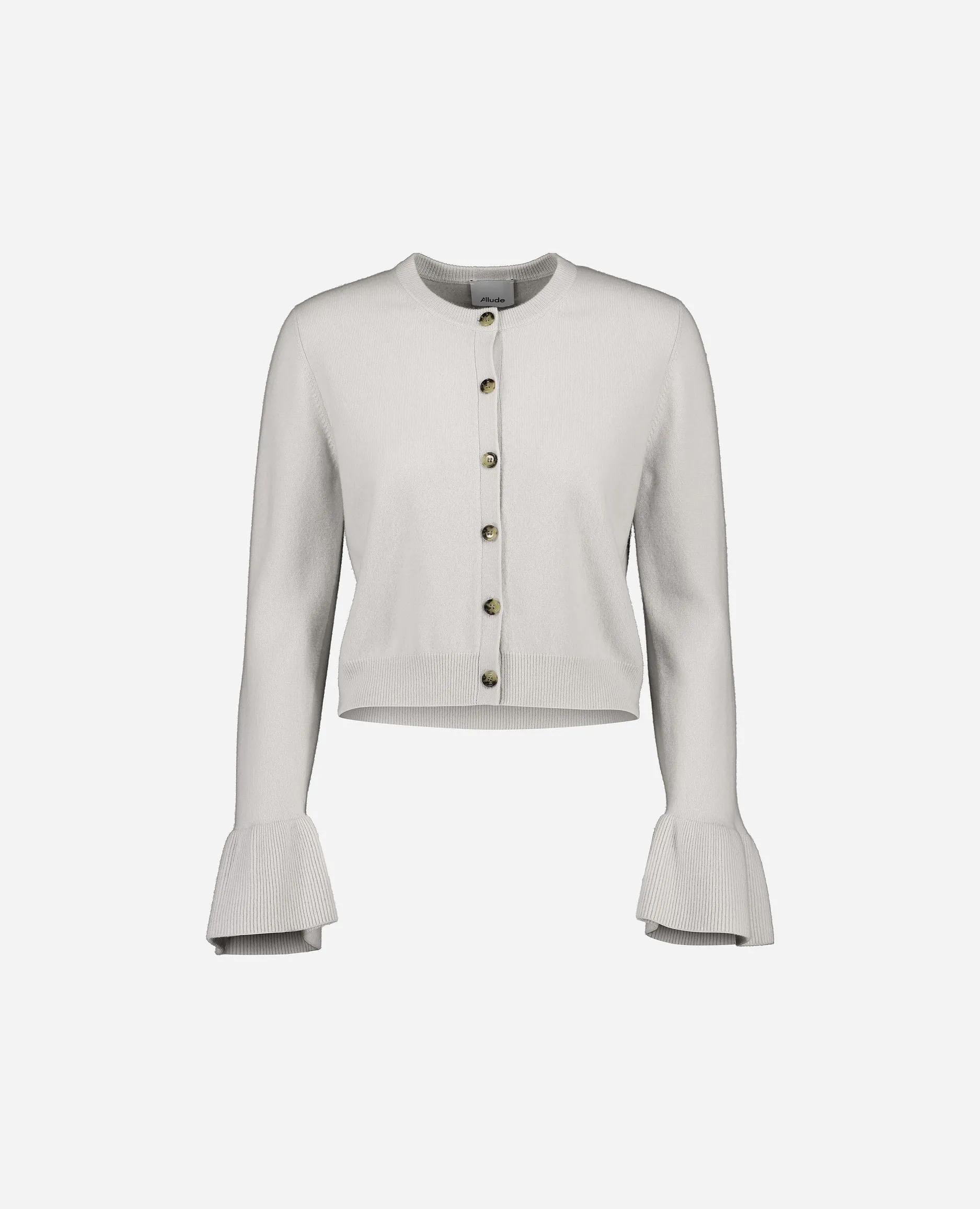 Rundhals Strickjacke aus Cashmere-Mischung in Grau