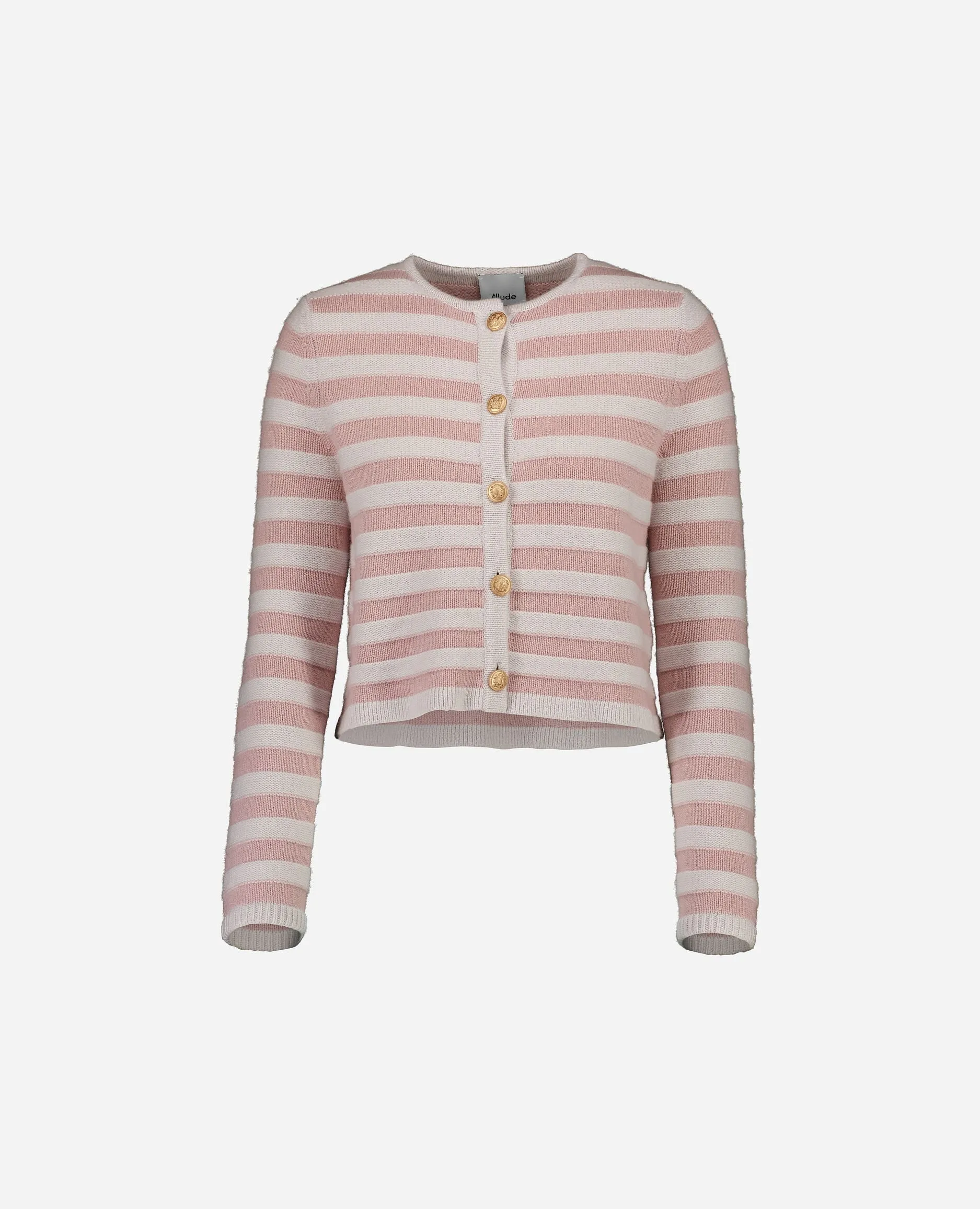 Rundhals Strickjacke aus Cashmere-Mischung in Grau