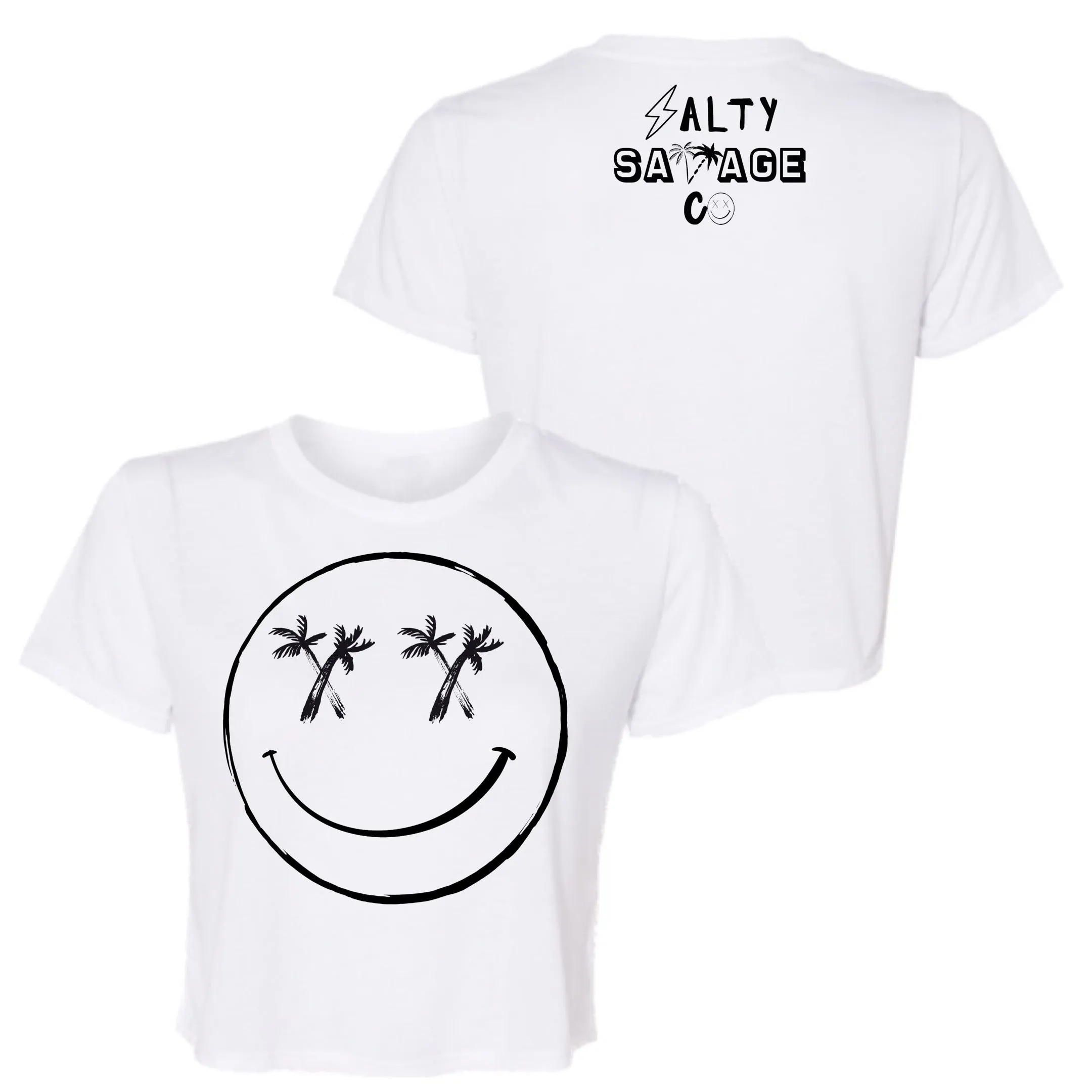 Salty Savage Ladies "Palm Smile" Flowy Crop Tee