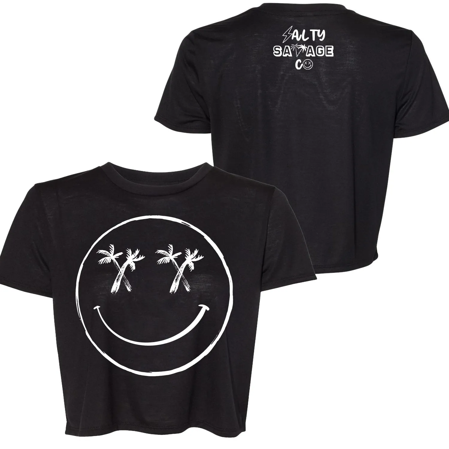 Salty Savage Ladies "Palm Smile" Flowy Crop Tee