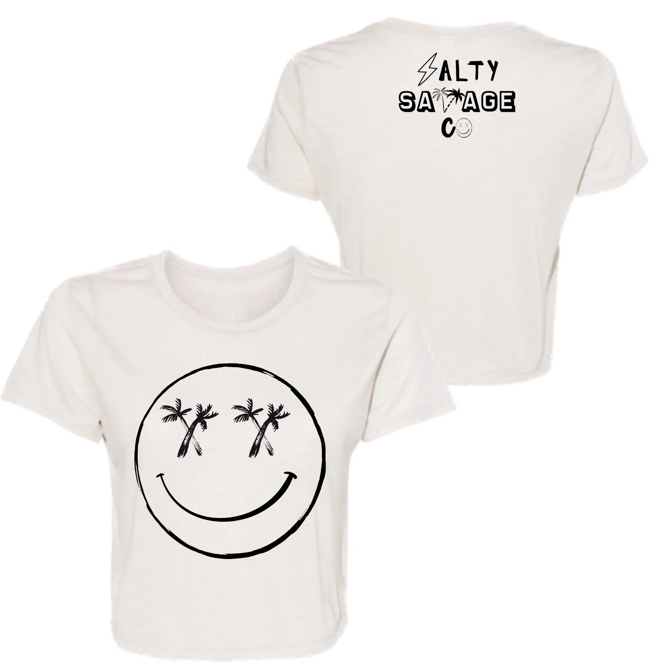 Salty Savage Ladies "Palm Smile" Flowy Crop Tee
