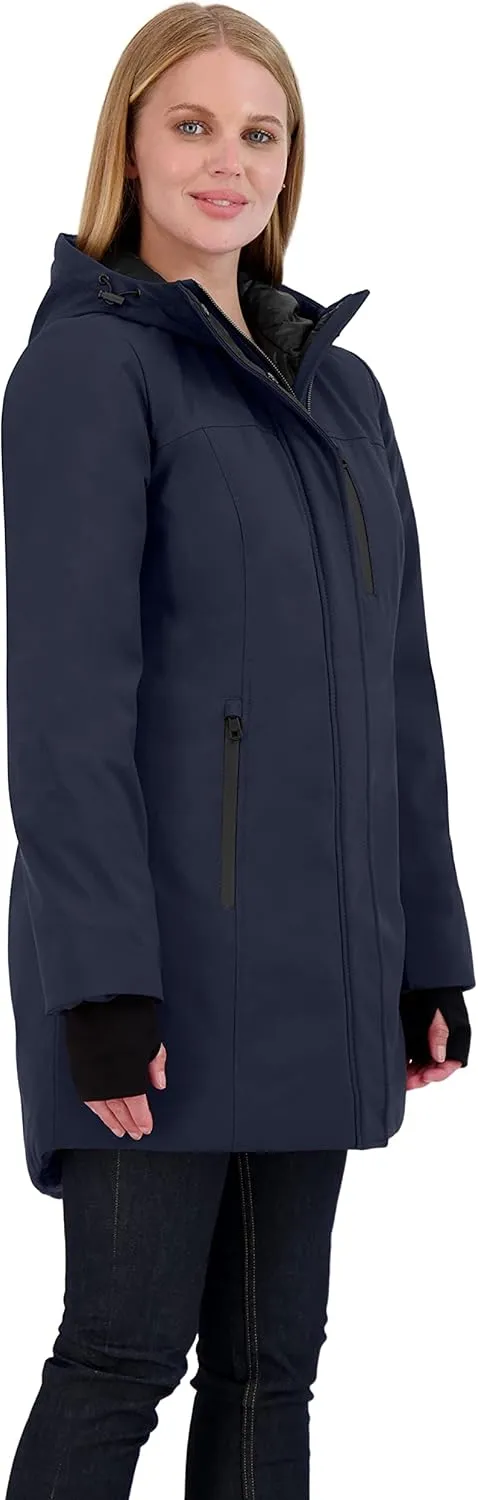 Sebby Collection Women's Winter Coat, Warm Hooded Puffer Parka Jacket, Puffy Faux Down Insulated Wind and Water Repellent