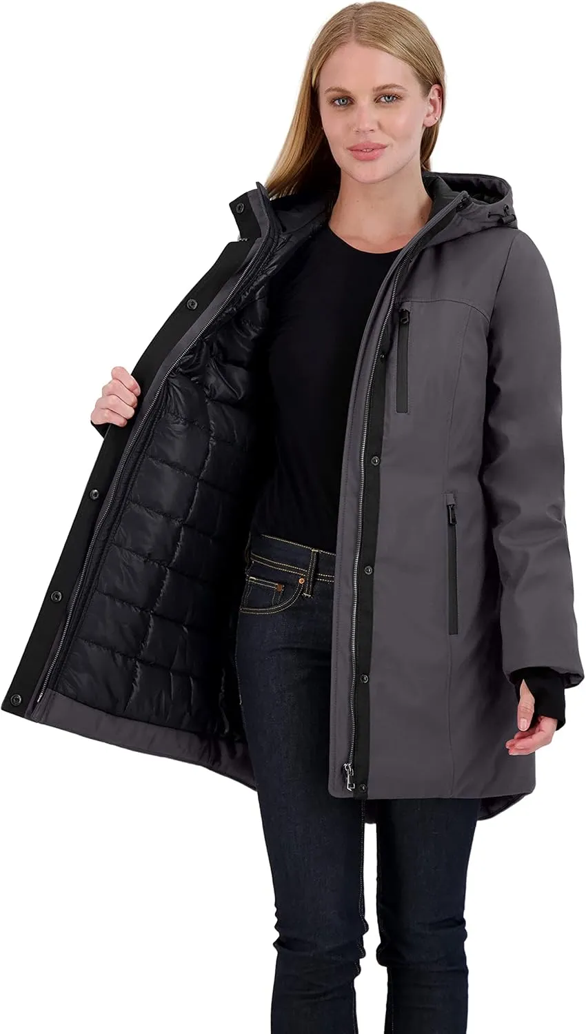 Sebby Collection Women's Winter Coat, Warm Hooded Puffer Parka Jacket, Puffy Faux Down Insulated Wind and Water Repellent