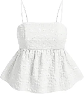 SOLY HUX Women's Spaghetti Strap Ruffle Hem Peplum Cami Top Jacquard Camisole