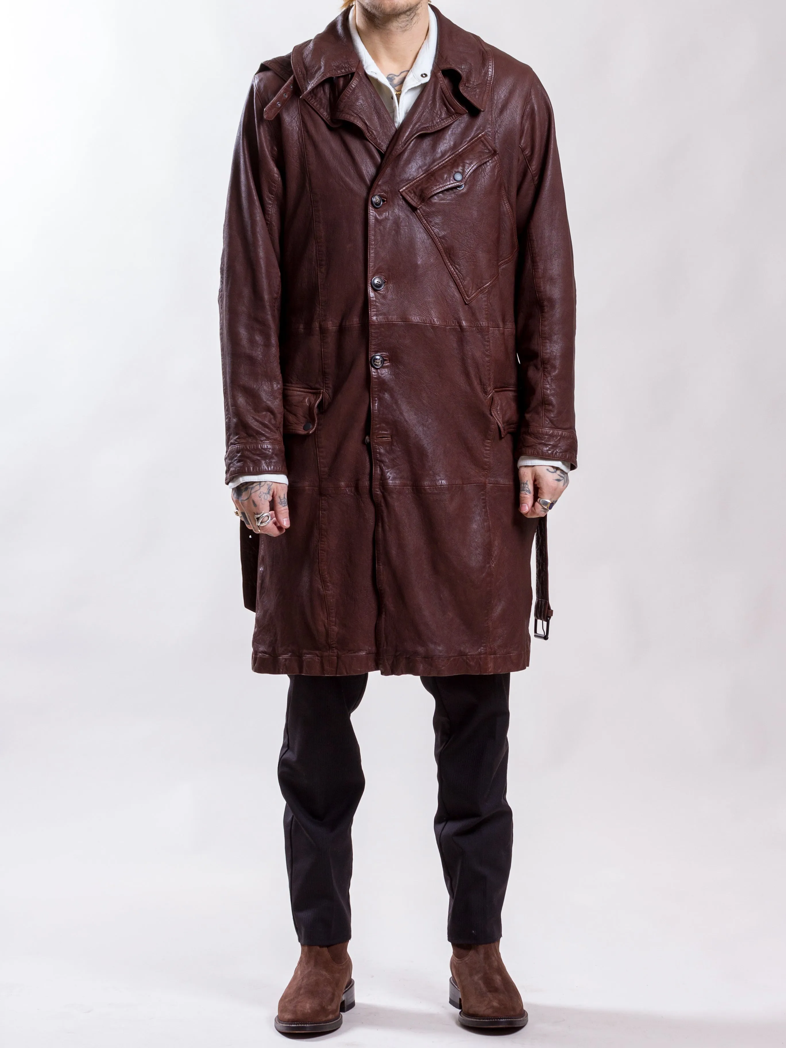 Uncle Bright, Riders Coat, Leather, Reddish Brown (Sample)