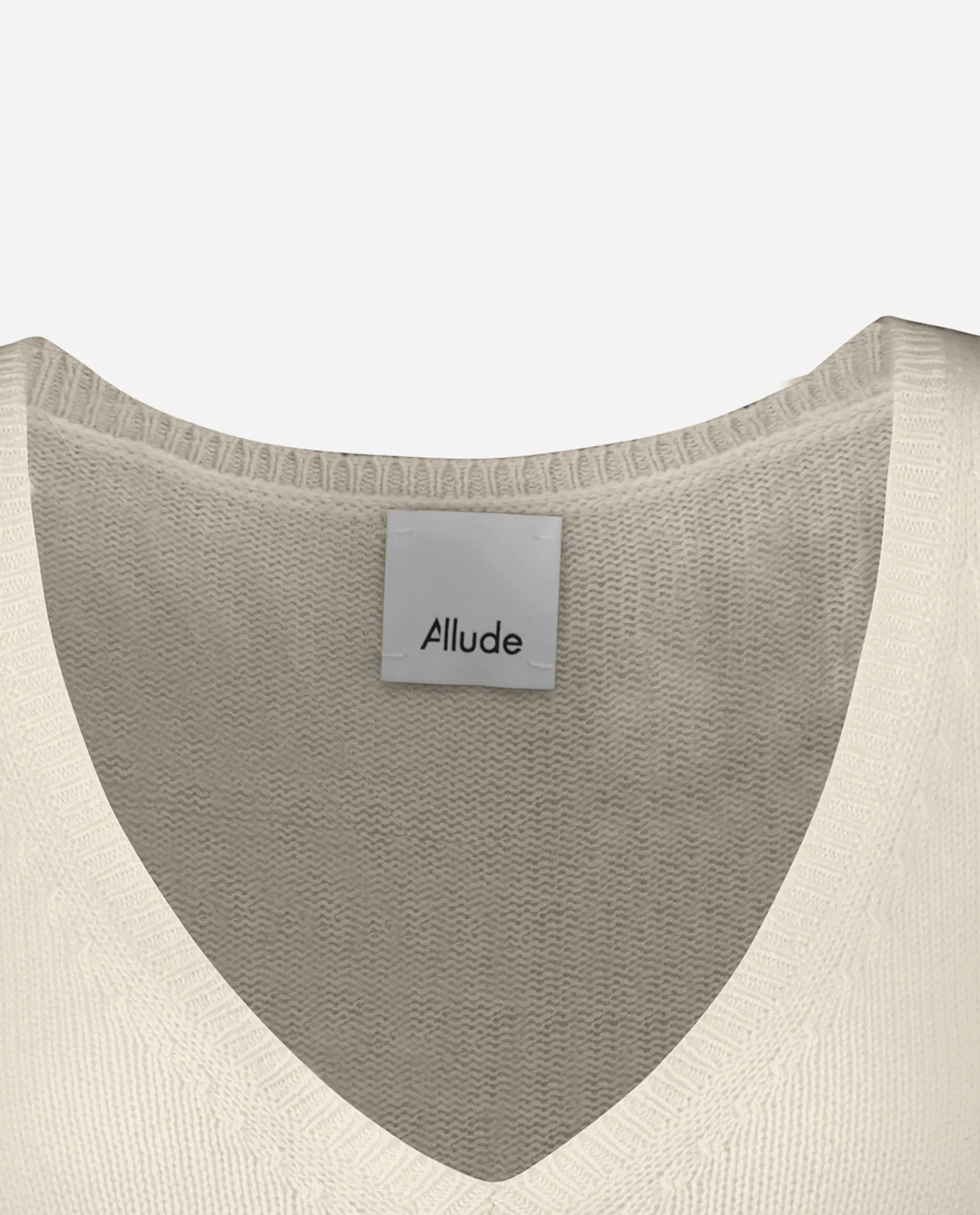 V-Pullover aus Cashmere-Mischung in Creme