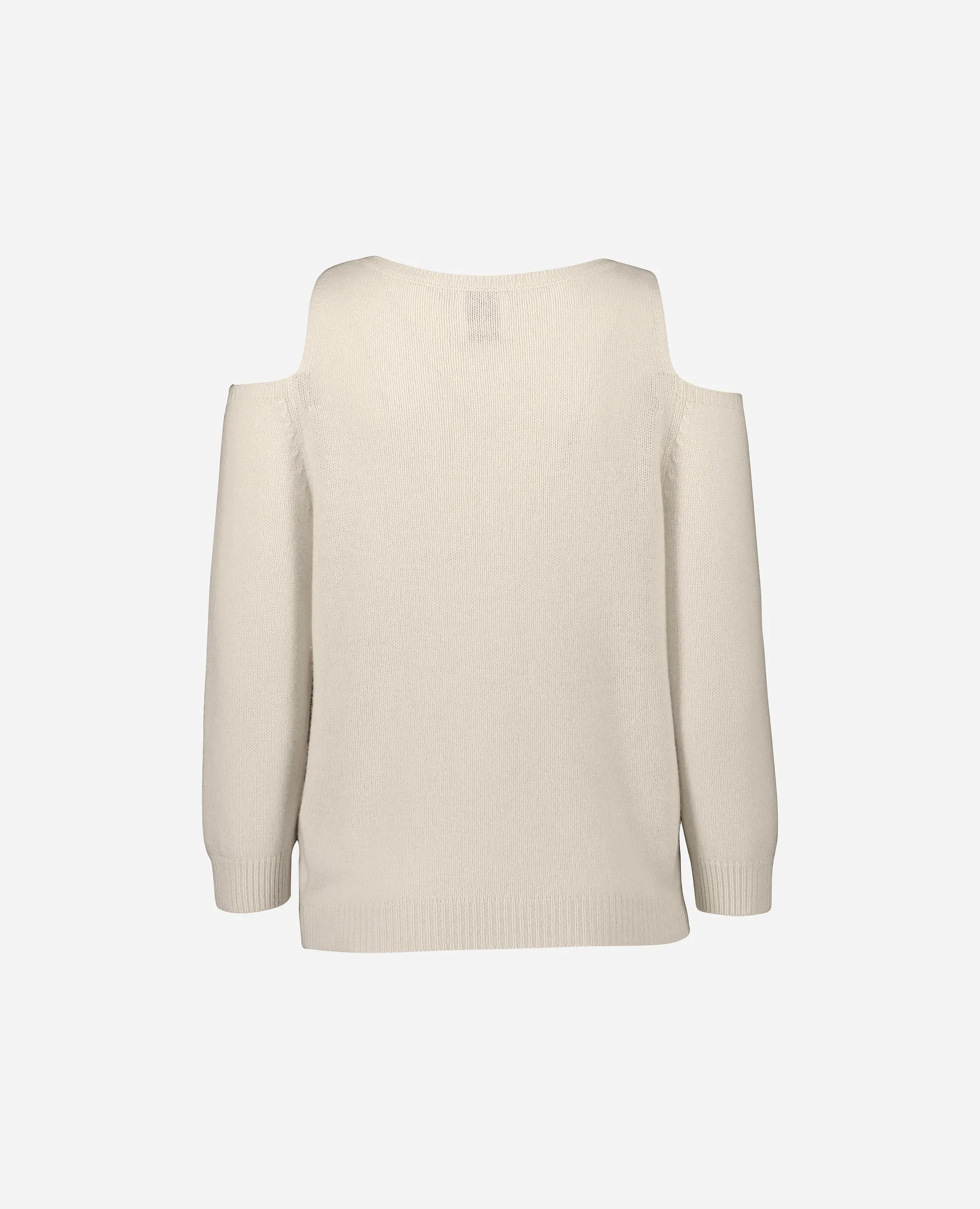 V-Pullover aus Cashmere-Mischung in Creme