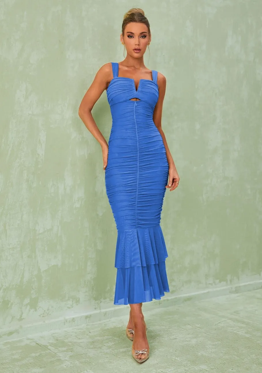 Vestido de fiesta volante en falda
