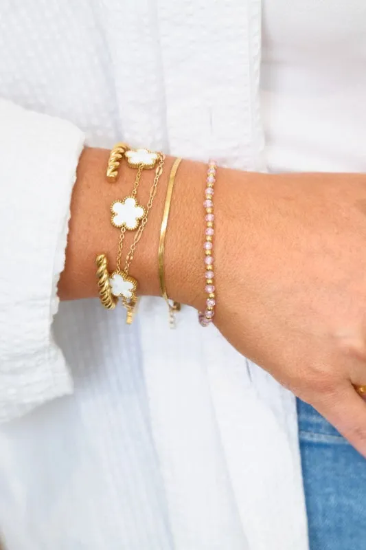 white shell flora bracelet