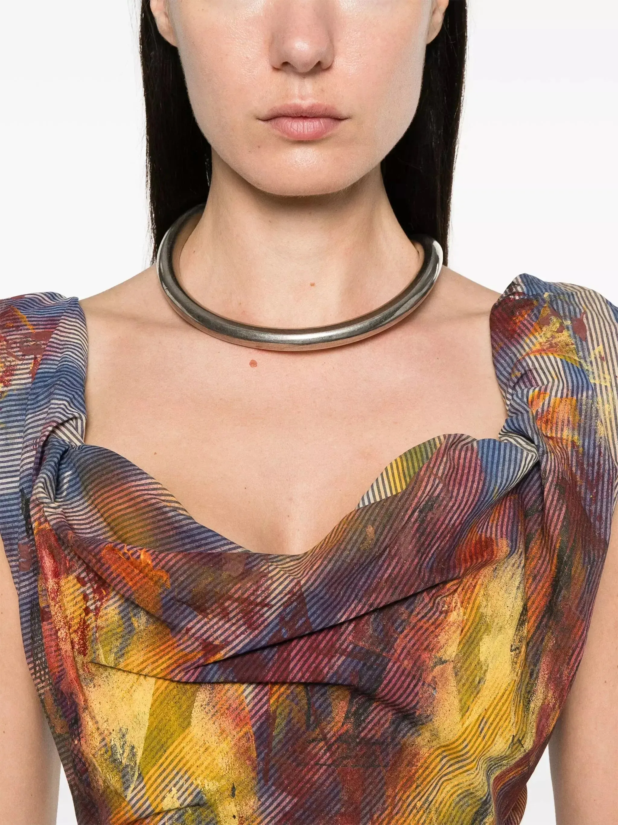 Women’s Bustier Striped Draped Midi Dress