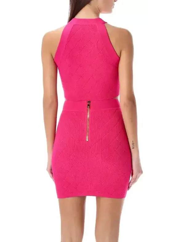 Women’s Button Knit Tank Top, Fuchsia Pink