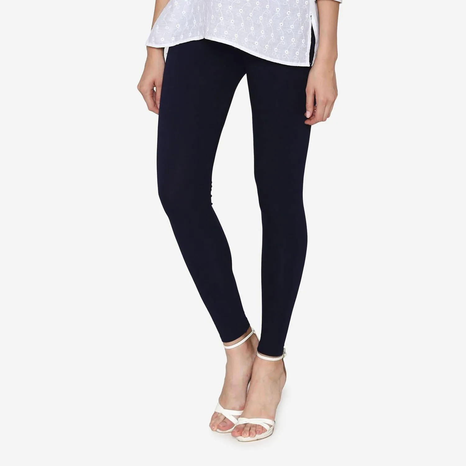 Women's Cotton Ankle leggings (Free Size) - Navy