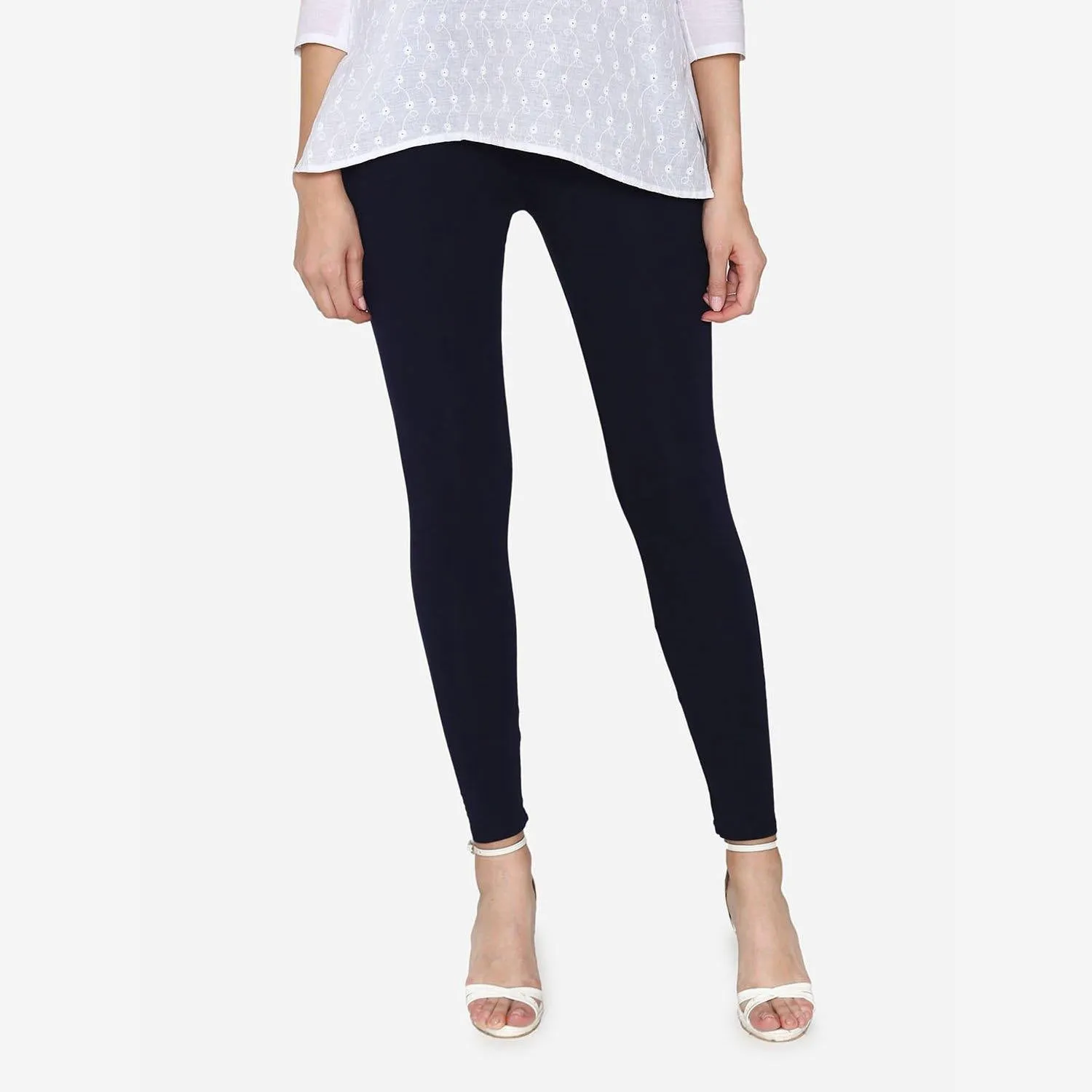 Women's Cotton Ankle leggings (Free Size) - Navy