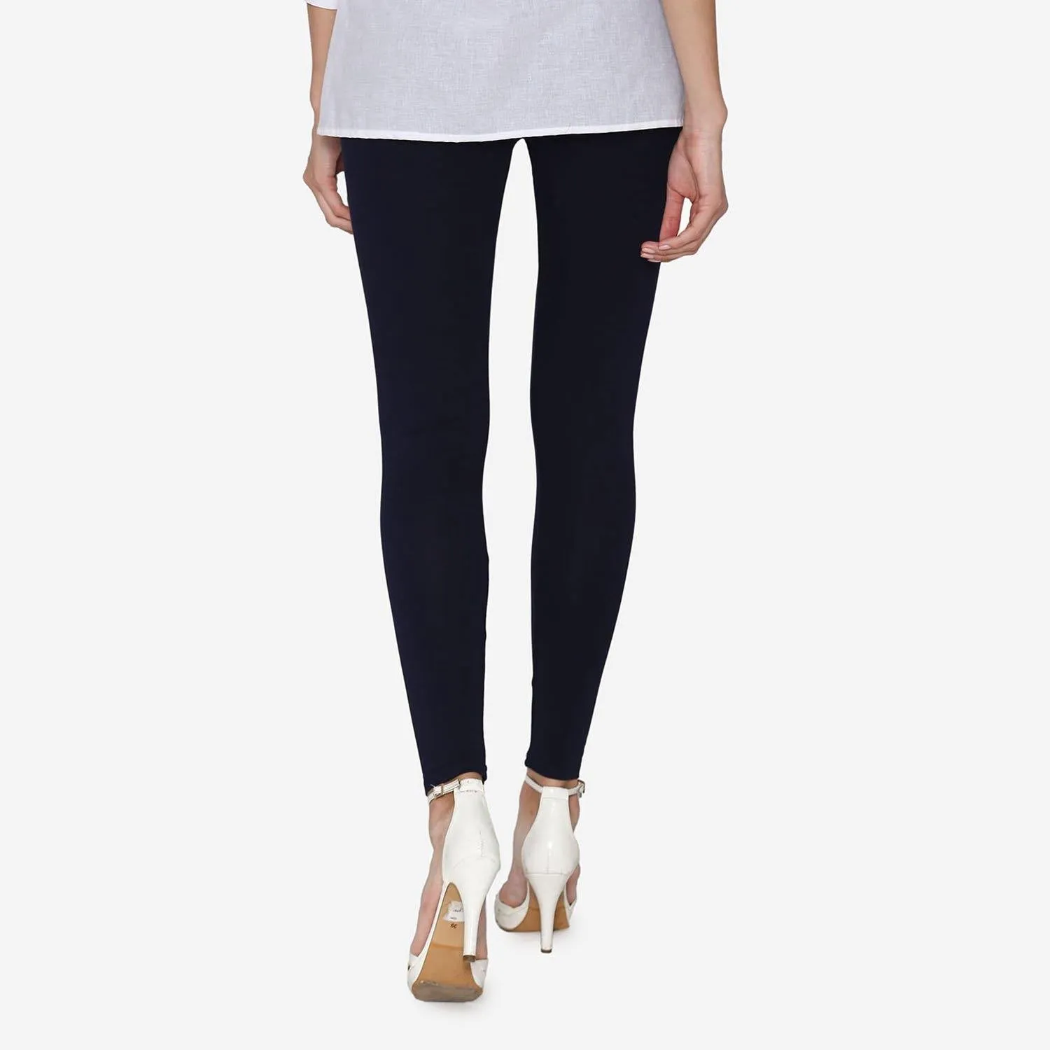 Women's Cotton Ankle leggings (Free Size) - Navy