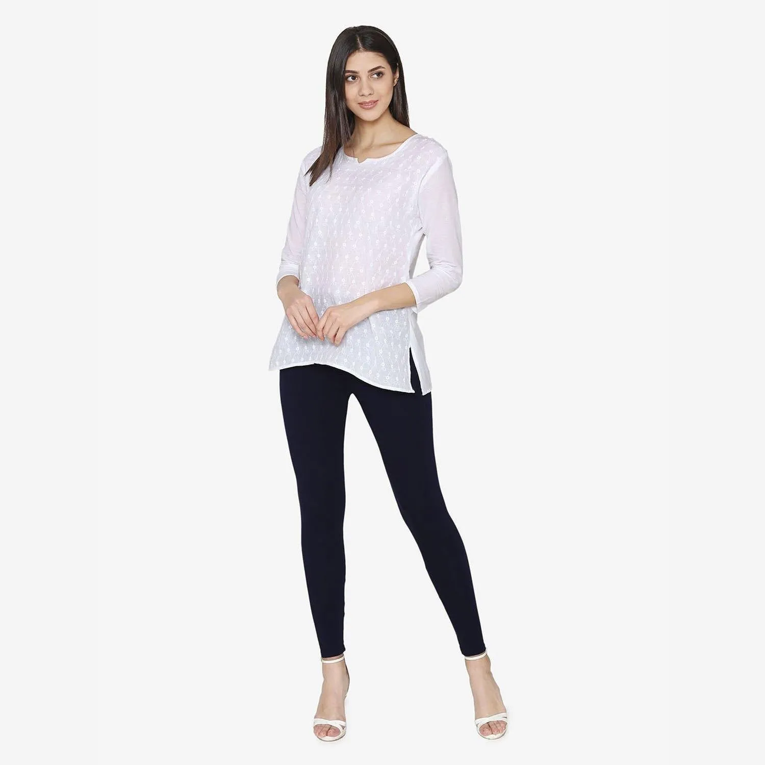 Women's Cotton Ankle leggings (Free Size) - Navy