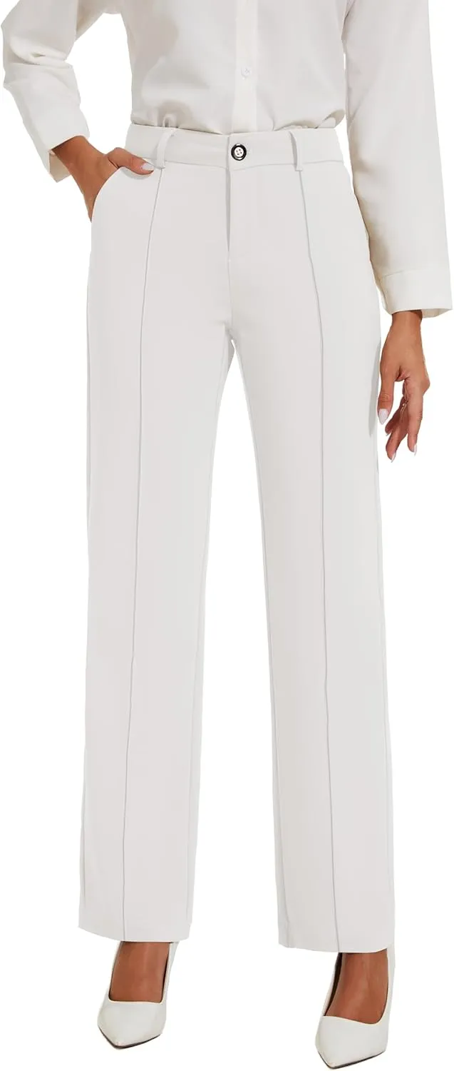 Womens Dress Pants Stretchy Business Casual Work Pants Straight Leg Slacks for Office