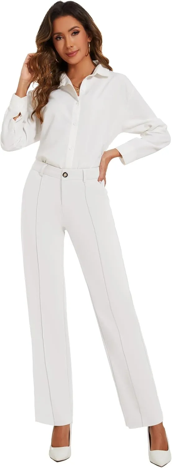 Womens Dress Pants Stretchy Business Casual Work Pants Straight Leg Slacks for Office